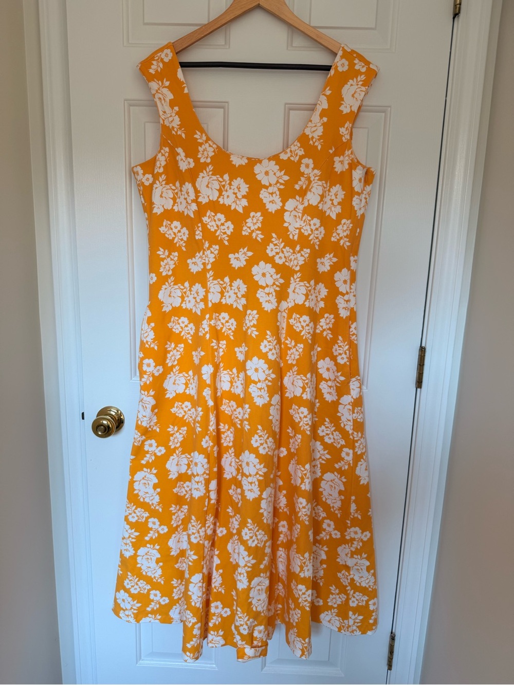 Lands' End Yellow and White Floral Midi Dress